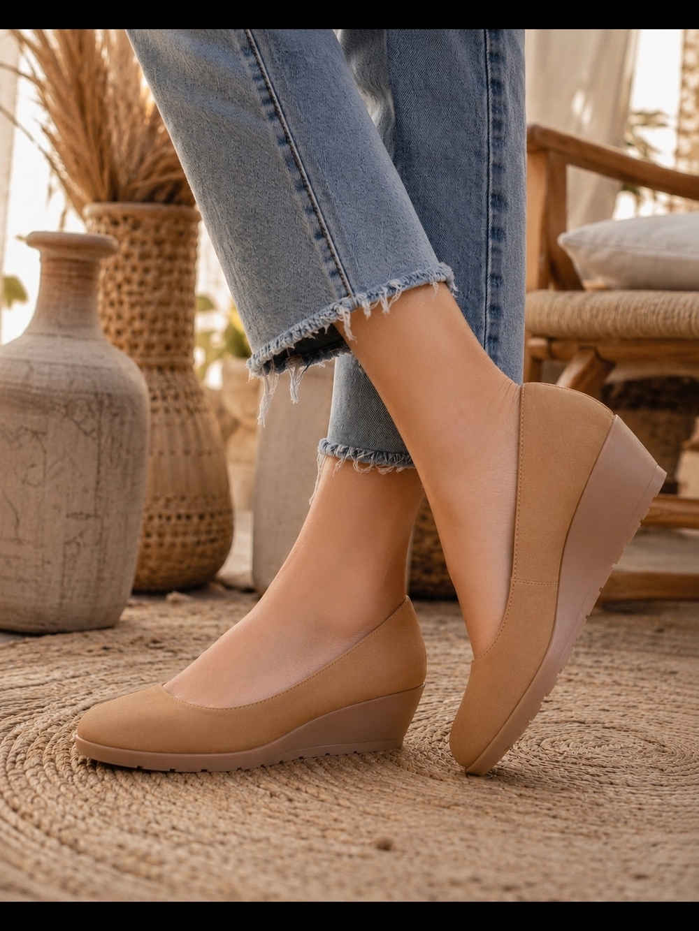 Vionic Tan Wedge Platform Pumps